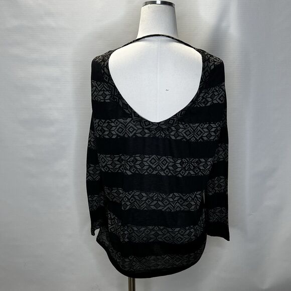 Wet Seal Y2K Black Long Sleeve Round Neck Top Size Large Whimsigoth Tribal - Picture 2 of 9